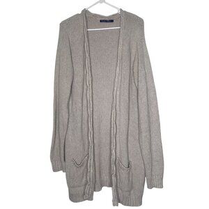 Woolovers Knitted Chunky Cardigan Sweater L‎ Open Front